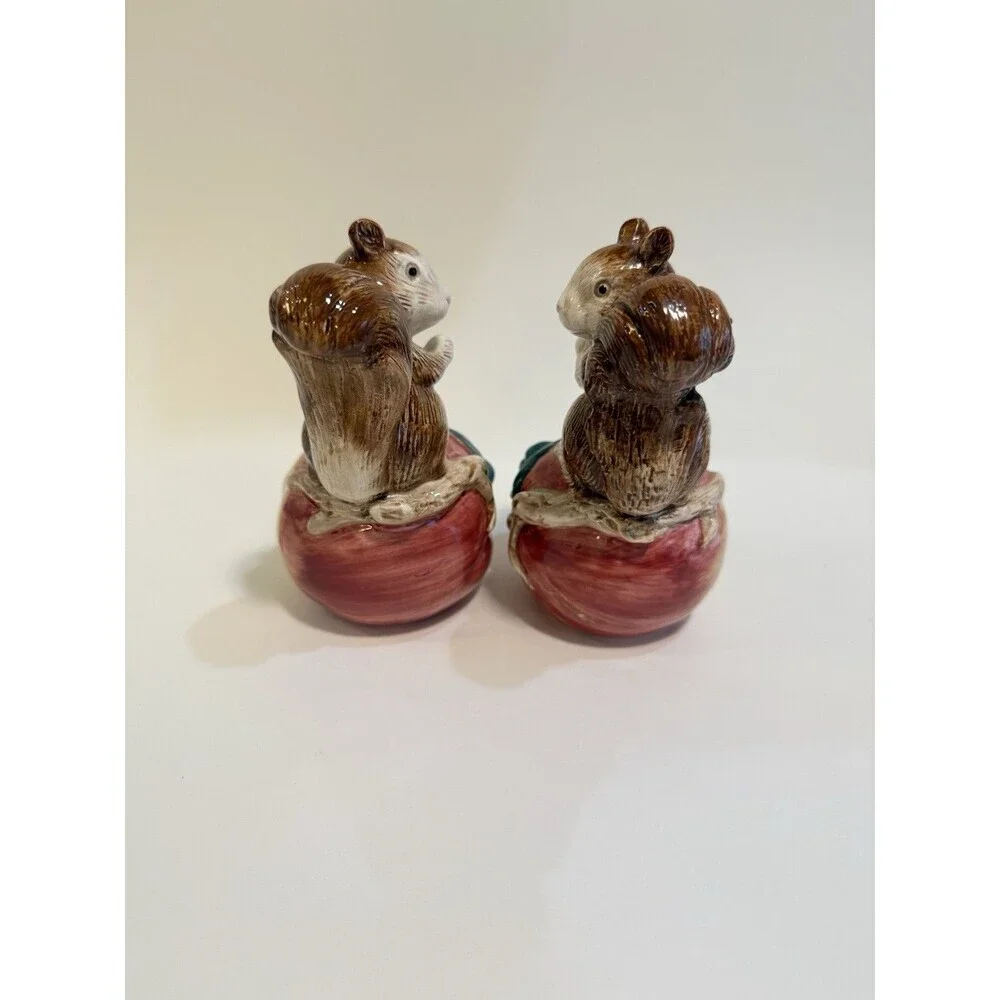 Vintage OCI Omnibus Fits & Floyd Candle Holders Squirrels Set Of 2 Ceramic